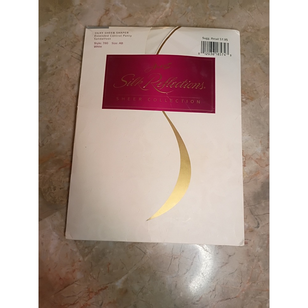 Hanes Silk Reflections Sheer Shaper Pantyhose White Sandalfoot Style 780 Size AB